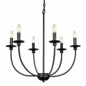 Best And Newest Rustic Black 28 Inch Four Light Chandeliers For Derksic Black Farmhouse Chandelier 6 Light Wrought Iron (View 4 of 10)