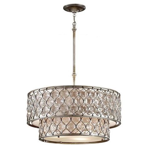 Burnished Silver 25 Inch Four Light Chandeliers With Regard To Favorite Feiss Lucia 6 Light Burnished Silver Large Pendant In  (View 9 of 10)