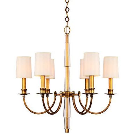 Crystorama Lawson 26" Aged Brass 6 Light Chandelier With Most Popular Natural Brass Six Light Chandeliers (View 5 of 10)