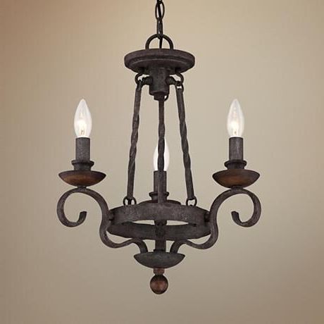 Favorite Rustic Black 28 Inch Four Light Chandeliers With Quoizel Noble 15" Wide Rustic Black Mini Chandelier (View 8 of 10)