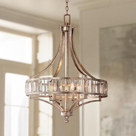 Four Light Antique Silver Chandeliers Regarding 2020 Soft Silver 4 Light 24" Wide Crystal Chandelier – #w (View 3 of 10)