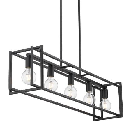 Golden Lighting 6070 Lp Blk Pw Black / Pewter Tribeca 5 With Widely Used Midnight Black Five Light Linear Chandeliers (View 5 of 10)