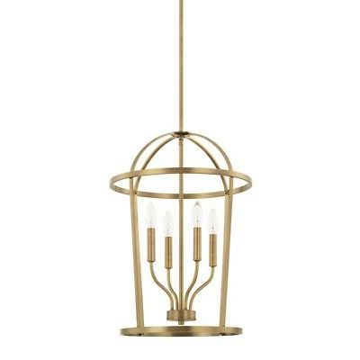 Homeplacecapital Lighting Greyson 4 Light Foyer, Aged Pertaining To Best And Newest Brass Four Light Chandeliers (View 5 of 10)