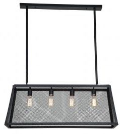 Luminaire Matte Black 4 Light Wire Mesh Chandelier Pertaining To Trendy Matte Black Four Light Chandeliers (View 2 of 10)