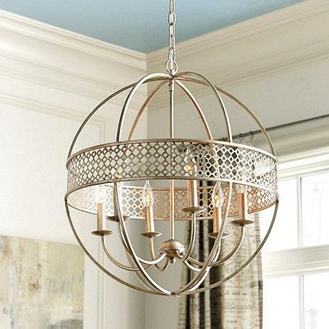 Marais Antique Silver 6 Light Orb Chandelier Intended For Well Known Antique Gild One Light Chandeliers (View 8 of 10)