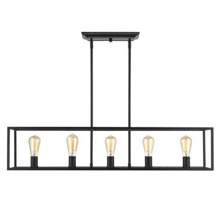 Most Current Wesson 5 Light Linear Pendant In Smooth Black (View 4 of 10)