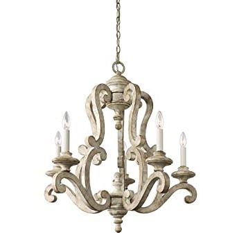 Most Recently Released Kichler Lighting 43256daw Hayman Bay 5 Light Chandelier Throughout White And Weathered White Bead Three Light Chandeliers (View 2 of 10)