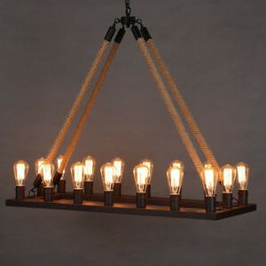 Most Up To Date Rustic Rope Chandelier 16 Light Wrought Iron Island Inside 16 Light Island Chandeliers (View 3 of 10)
