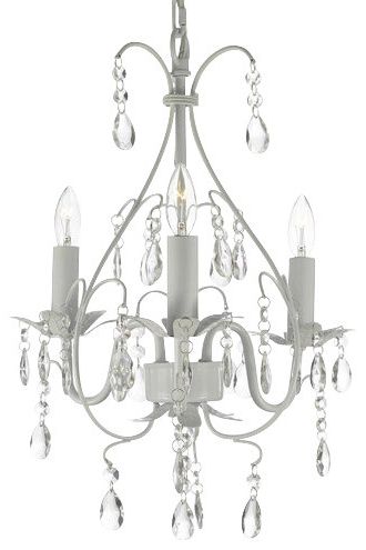 Most Up To Date Wrought Iron Crystal 3 Light Ceiling Chandelier, Country With Regard To French White 27 Inch Six Light Chandeliers (View 2 of 10)