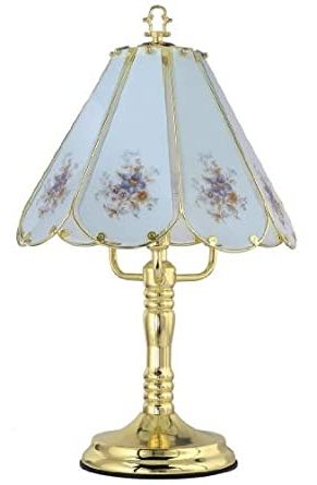 Newest 23"h Glass Camelia Theme Gold Brushed Base Touch Lamp Throughout Antique Gold 13 Inch Four Light Chandeliers (View 6 of 10)
