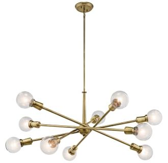 Preferred Kichler 43119nbr Natural Brass Armstrong 10 Light 47" Wide Intended For Black And Brass 10 Light Chandeliers (View 1 of 10)