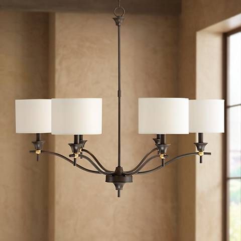 Trendy Edmonton 36" Wide Bronze And Brass 6 Light Chandelier Intended For Natural Brass Six Light Chandeliers (View 10 of 10)