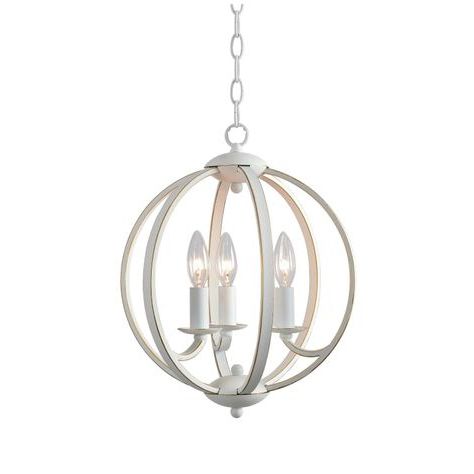 Trendy White And Weathered White Bead Three Light Chandeliers Intended For Kenroy Home 93923 Opal 3 Light 13" Wide Globe Chandelier (View 1 of 10)