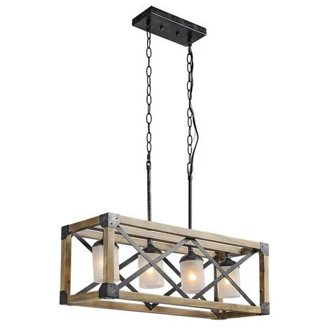Weathered Oak And Bronze 38 Inch Eight Light Adjustable Chandeliers Intended For Favorite Rectangle Box Pendant Light – 4 Lights In  (View 10 of 10)