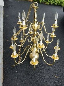 Well Known Brass Chandelier Vintage 16 Light 3 Tier Polished Brass In Antique Gold Three Light Chandeliers (View 8 of 10)