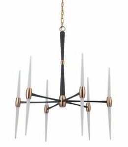 Well Known Nib Craftmade Spire 42629 Fbsb Led 9 Arm Led Chandelier For Matte Black Nine Light Chandeliers (View 4 of 10)