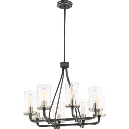 Well Known Nuvo Lighting 60/6128 Iron Black / Brushed Nickel Accents With Black Iron Eight Light Chandeliers (View 10 of 10)