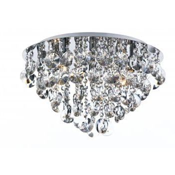 Well Known Polished Chrome Three Light Chandeliers With Clear Crystal Within Dar Lighting Jester 5 Light Semi Flush Ceiling Fitting In (View 6 of 10)