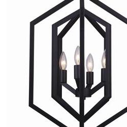Well Liked Matte Black Three Light Chandeliers For Patriot Lighting® Geordi Matte Black 4 Light Pendant At (View 1 of 10)