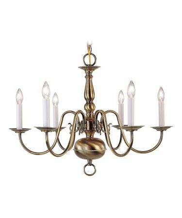Williamsburgh 24 Inch 6 Light Chandelierlivex Lighting In Well Known Natural Brass Six Light Chandeliers (View 9 of 10)