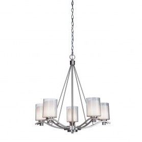 Ac1135pn Andover 5 Light Polished Nickel Chandelier For Popular Polished Nickel And Crystal Modern Pendant Lights (View 7 of 10)