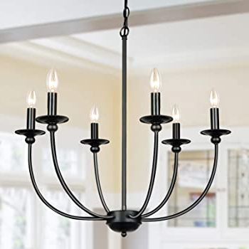 Amazon: 6 Lights Black Chandelier ,wrought Iron Pertaining To Well Liked Rustic Black Chandeliers (Photo 1 of 10)