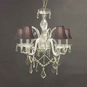 Authentic All Crystal Chandelier With Black Shades! (Photo 8 of 10)