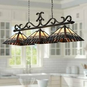 Best And Newest Kitchen Island Light Chandeliers Pertaining To Bronze Tiffany Island Pendant Chandelier 56" Alfred Art (View 10 of 10)
