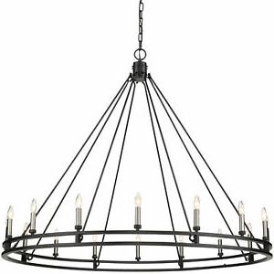 Black Wagon Wheel Ring Chandeliers Pertaining To Well Liked Z Lite 4005 16 Dennison 16 Light 60"w Ring Chandelier (View 9 of 10)