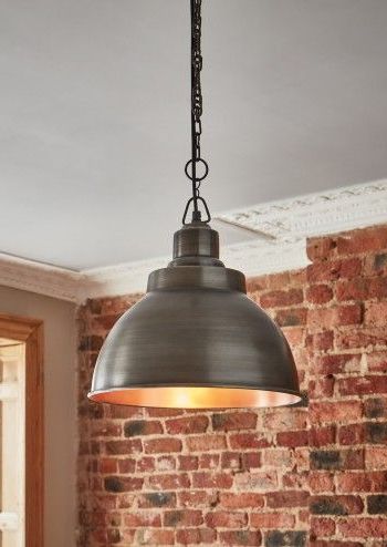 Brooklyn Vintage Metal Dome Pendant Light In Dark Pewter In Best And Newest Bronze With Clear Glass Pendant Lights (View 3 of 10)