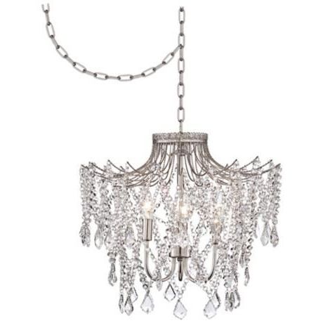 Brushed Nickel Crystal Pendant Lights Throughout Newest Kendall Brushed Nickel 20" Wide Crystal Beaded Chandelier (View 9 of 10)