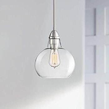 Brushed Nickel Mini Pendant Light 12" Wide Modern Saucer Pertaining To Widely Used Nickel Pendant Lights (View 8 of 10)