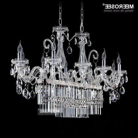 Champagne Glass Chandeliers For Well Known Gorgeous Rectangle Crystal Chandelier Light Fixture 13 (Photo 8 of 10)