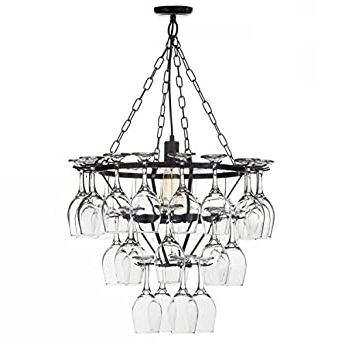 Champagne Glass Chandeliers With Current 1 Light 3 Tier Wine Glass Chandelier With 28 Glasses (Photo 3 of 10)