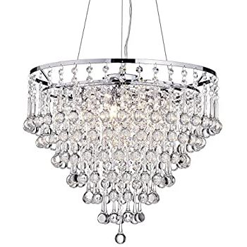 Chrome And Crystal Pendant Lights For Recent Edvivi 5 Light Crystal Shade Chrome Chandelier Pendant (View 4 of 10)