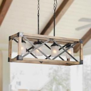 Current Lnc Farmhouse 4 Light Solid Wood Dining Room Chandelier Throughout Black Wood Grain Kitchen Island Light Pendant Lights (View 9 of 10)
