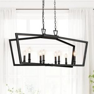 Famous Black And Gold Kitchen Island Light Pendant With Lnc Solid Wood Modern Farmhouse Chandelier, Matte Black (View 8 of 10)
