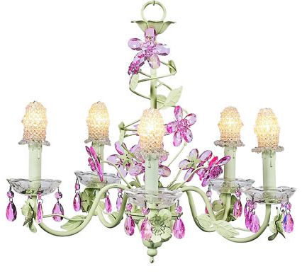 Fashionable 5 Arm Soft Green Crystal Flower Chandelier (optional Clear Within Soft Gold Crystal Chandeliers (View 9 of 10)