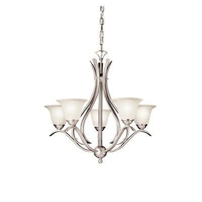 Fashionable Brushed Nickel Modern Chandeliers For Kichler 5 Light Chandelier Brushed Nickel 2020ni Hanging (Photo 8 of 10)