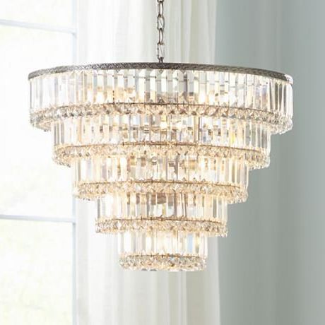 Fashionable Satin Nickel Crystal Chandeliers Intended For Magnificence Satin Nickel 24 1/2" Wide Crystal Chandelier (View 9 of 10)
