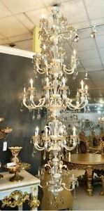 Favorite 5 Tier Crystal Silver Rear Drop Traditional Empire Pertaining To Soft Silver Crystal Chandeliers (View 8 of 10)