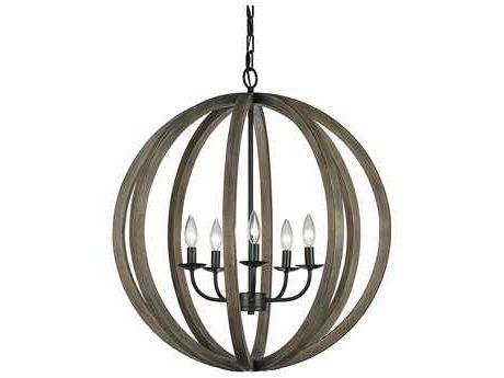 Feiss Allier Weathered Oak Wood & Antique Forged Iron 26 Regarding Well Liked Weathered Oak Wood Chandeliers (View 5 of 10)