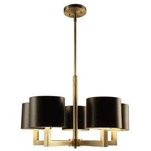 Gold Finish Double Shade Chandeliers In Recent Dsi Hamilton Collection 5 Light Black And Gold Chandelier (View 9 of 10)