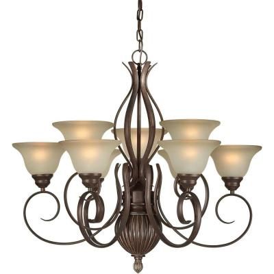 Illumine 9 Light Black Cherry Chandelier With Umber Glass Pertaining To Famous Black Shade Chandeliers (View 9 of 10)