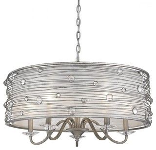 Jewel Water Drop 5 Light Chandelier From Golden Joia Throughout Preferred Distressed Cream Drum Pendant Lights (Photo 1 of 10)