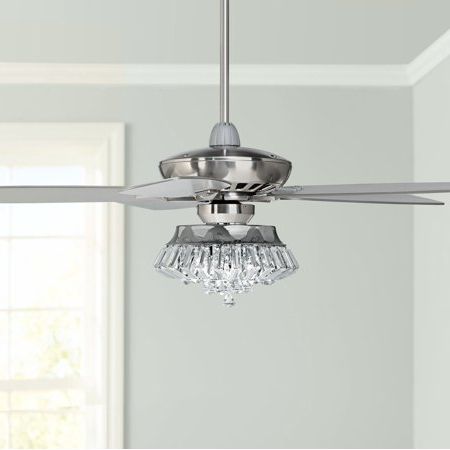 Latest Polished Nickel And Crystal Modern Pendant Lights Within 52" Casa Vieja Modern Ceiling Fan With Light Led Dimmable (View 1 of 10)