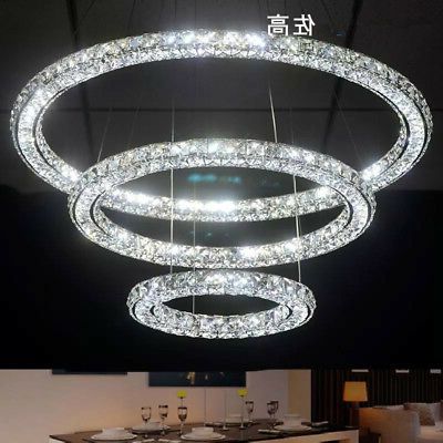 Led 3 Sides Crystal Ceiling Lamp 3 Rings Chandelier Throughout Best And Newest Warm Antique Gold Ring Chandeliers (View 6 of 10)