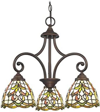 Mini Hanging Chandelier With Multi Color Glass In Bronze For Famous Bronze And Scavo Glass Chandeliers (View 3 of 10)