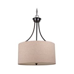 Most Current Distressed Cream Drum Pendant Lights Intended For Drum Pendant Light With Beige / Cream Shades In Antique (View 3 of 10)