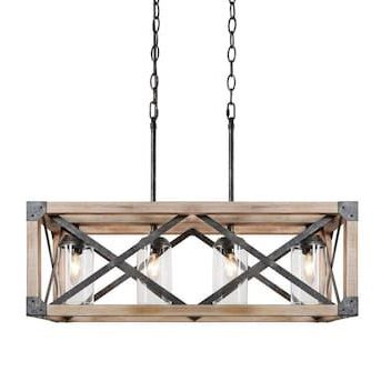 Most Current Lnc Semaphore Black Farmhouse Clear Glass Square Led Throughout Brass And Black Led Island Pendant (View 2 of 10)